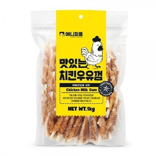 셀러허브 생활리빙 애견용 고단백 닭고기 우유 스틱육포껌 P43193 댕댕이