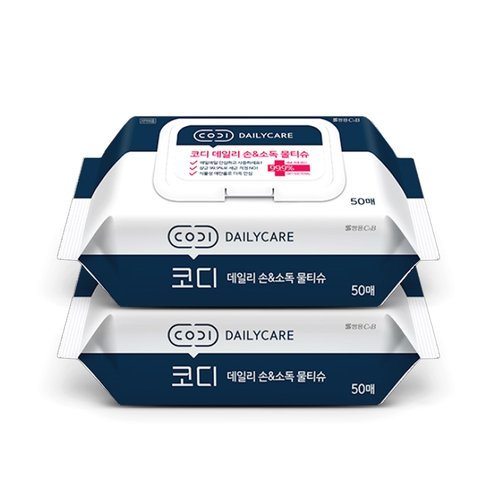 코디 쌍용씨앤비 코디 데일리 손 소독 물티슈 캡형 50매 2팩