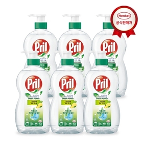 [세제300ml 증정] 주방세제 프릴 그린파워 700ml(용기) x 6개