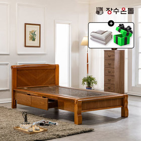 장수온돌 온재 서랍형 칠보석 돌침대 온열 건강침대 싱글침대