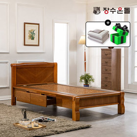장수온돌 온재 서랍형 홍맥반석 돌침대 온열 건강침대 싱글침대