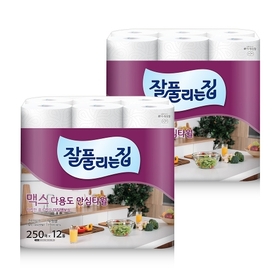 [비밀특가] 맥스 다용도 키친타월 250매 x 12롤 x 2팩