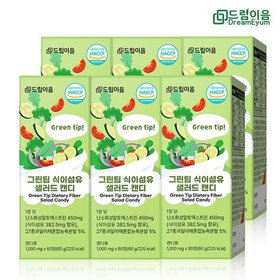 드림이음 그린팁 식이섬유 샐러드캔디 야채 채소 과일 농축 분말 츄어블정 60정 6박스