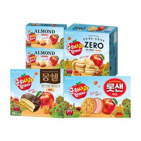 군위사과 4종 5개 혼합세트(애플 아몬드볼 애플요거트x2+롯데샌드x1+몽쉘x1+제로 미니케이크 시나몬x1)
