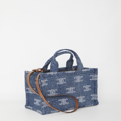 DENIM BLUE CELINE SMALL CABAS THAIS IN DENIM WITH TRIOMPHE ALL-OVER  (199162FED07AT)