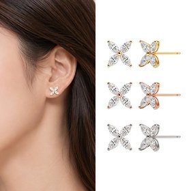 골드앤 14K 페탈 마퀴즈 랩다이아몬드 귀걸이