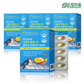 드림이음 고품격 알래스카 알티지 오메가3 1000 1255mg x 30캡슐 4박스 4개월분