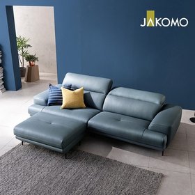 [자코모][SK스토아 단독][패브릭쿠션 2개 증정]프레디 3.5인 기능성 슈렁큰 천연면피 소가죽 소파+스툴