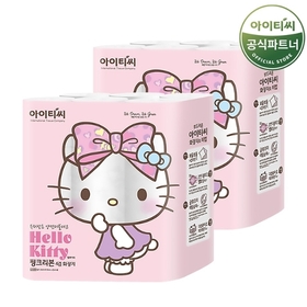 [비밀할인]헬로키티 핑크리본 4겹 화장지 (20M 24롤x2팩) 총48롤