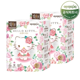 [비밀할인]헬로키티 4겹 천연펄프 화장지 로맨틱 러브 (25Mx30롤) 2팩 60롤