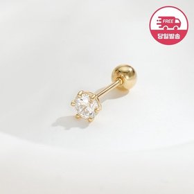당일발송 14K 심플 육발 큐빅 피어싱 3mm 한쪽 JAE40481