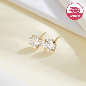 당일발송 14K 심플 화이트 큐빅 침 귀걸이 5mm 한쌍 JAE40505