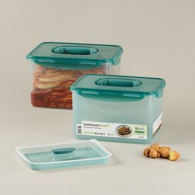 [2P]메디가드 발효숙성 원핸들 김치용기 4.5L 2개 구성 (누름판 포함)